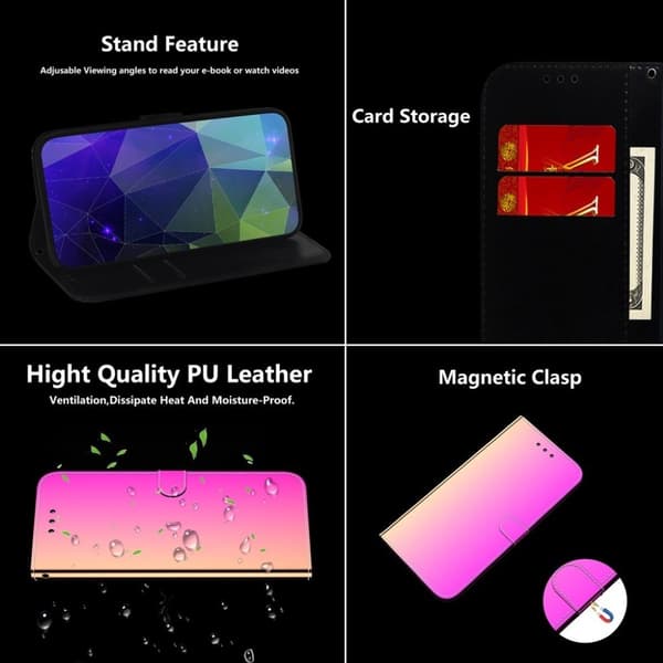 Mirror Motorola Moto E7 flip case - Ruusu Pink