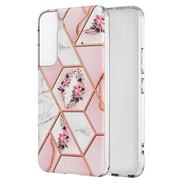 Marble Samsung Galaxy S22 Etui - Lyserøde Blomster Pink