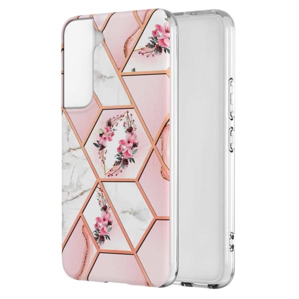 Marmormotiv Samsung Galaxy S22 skal - Rosa Blommor Rosa