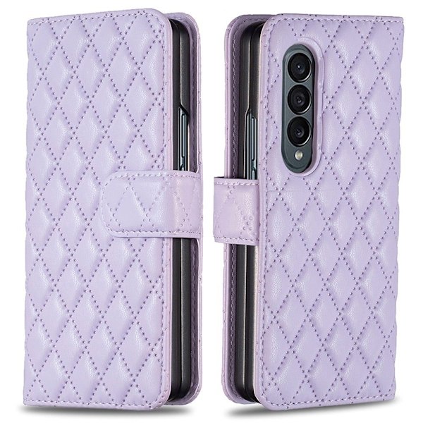 Matt Samsung Galaxy Z Fold3 5G fodral med rombmönster - Lila Lila