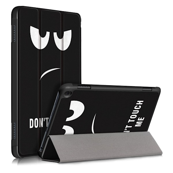Amazon Fire 8 HD (2022) mønster tri-fold læder etui - Rør Mig Ikke Black