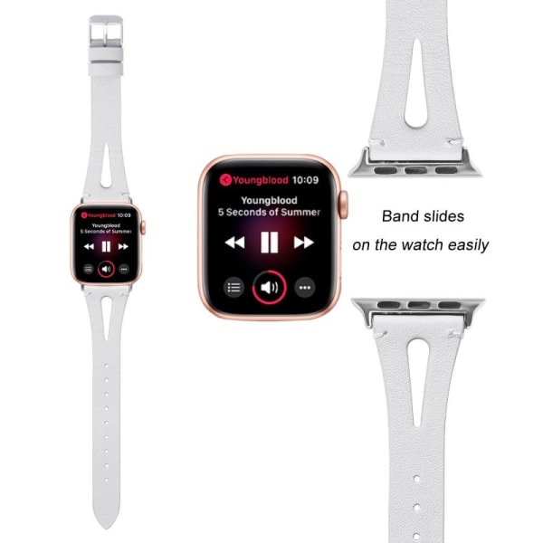 Apple Watch (41mm) Top Layer Koläder äkta Läder Klockarmband - V Vit