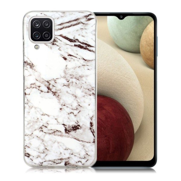 Marble Samsung Galaxy A12 5G Etui - Grå Marmor Silver grey