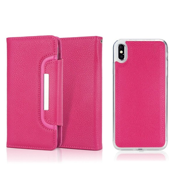 iPhone Xr 2-i-1 flip etui i kernelæder - Rose Pink