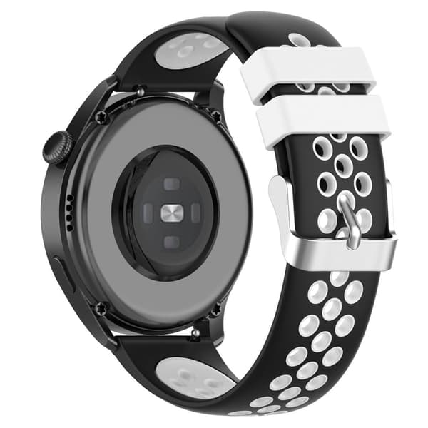 20 mm universellt dubbelfärgat klockarmband i silikon - Svart / Vit multifärg