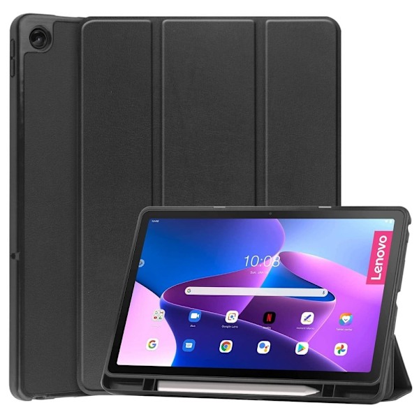 Kolminkertainen nahkakotelo Lenovo Tab M10 Plus (Gen 3) - Musta Black