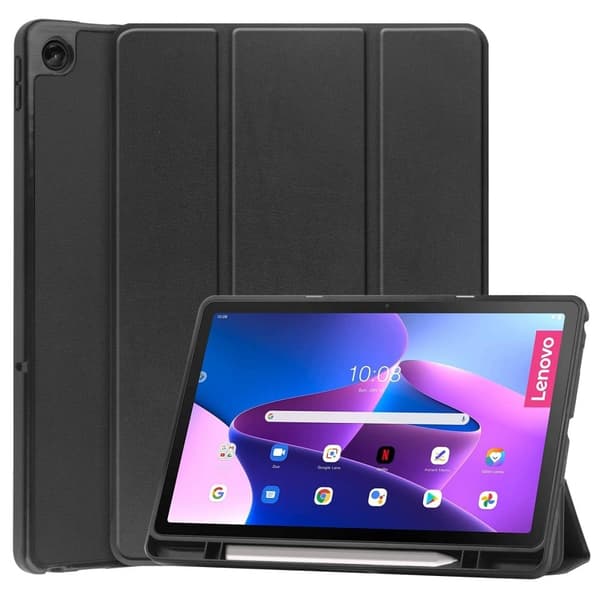 Tri-fold skinnstativveske for Lenovo Tab M10 Plus (Gen 3) - Svart Black