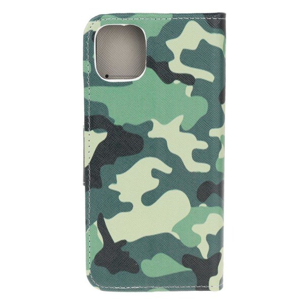 Pattern Printing Cross Texture Leather Wallet Case iPhone 11 Pro Max 6,5 tommer (2019) - Camouflagemønster Green