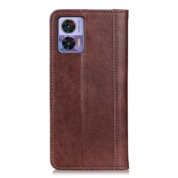 Äkta läder Motorola Edge 30 Neo fodral med magnetisk stängning Brun