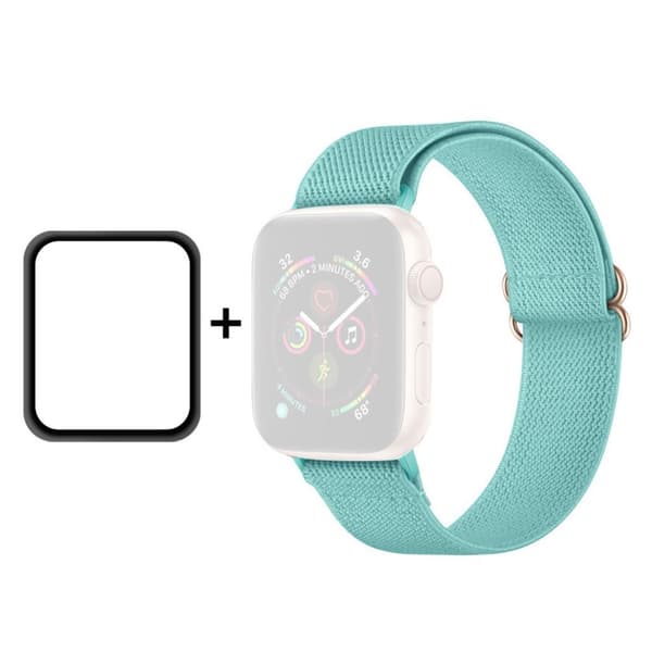 ENKAY Apple Watch 40mm elastinen kellohihna + näytönsuoja - Syaani Green
