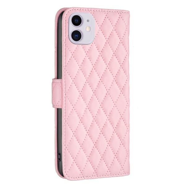 Rombemønster, matt flip-deksel for iPhone 11 - Rosa Pink