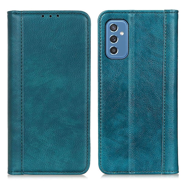 Äkta läder Samsung Galaxy M52 5G fodral med magnetisk stängning Grön