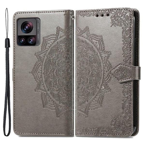 Mandala Motorola Edge 30 Ultra / X30 Pro Flip Fodral - Grå Silvergrå