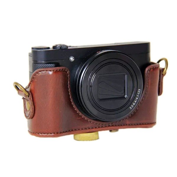 Sony DSC-WX500 PU leather cover with shoulder strap - Coffee Brun