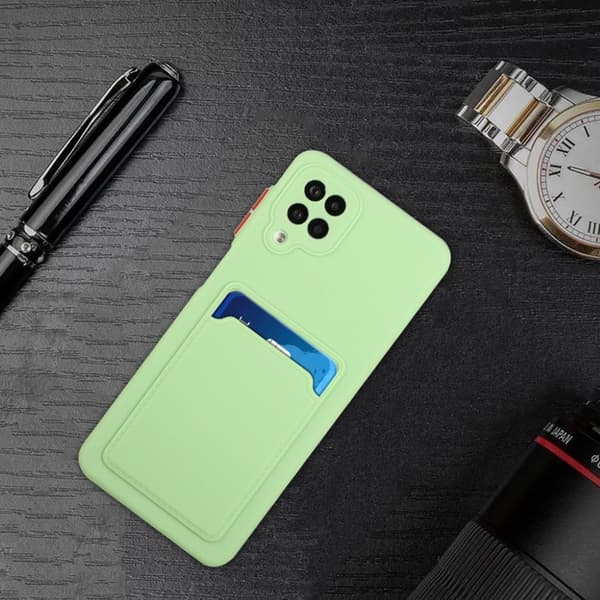 Card Holder Deksel til Samsung Galaxy A12 5G - Lysegrønn Green