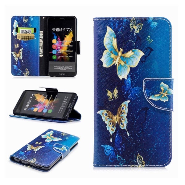 Butterfly läder Huawei Honor 7X fodral - Flerfärgad multifärg