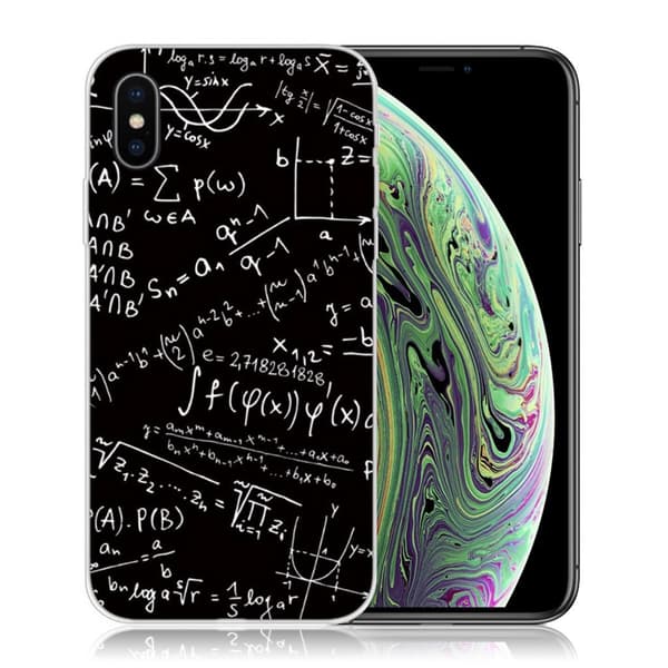 iPhone XS Hållbart mobilskal tillverkat av mjukt mönstrat silikon plast - Matematiska Symboler multifärg
