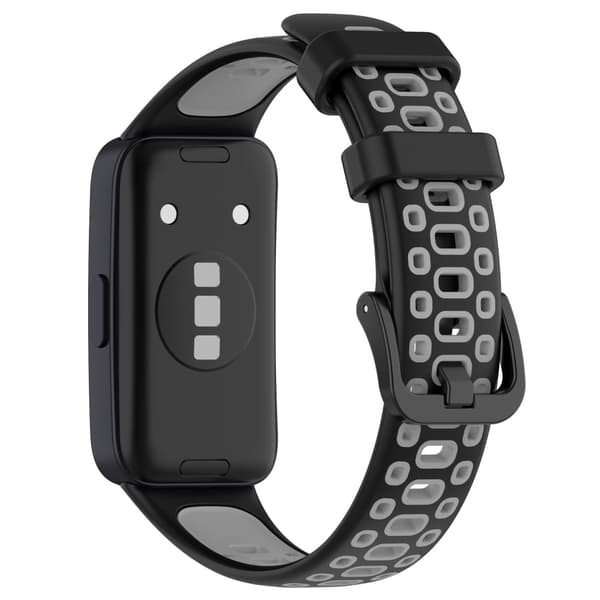 Huawei Band 8 kaksivärinen silikonihihna - Musta / Harmaa Silver grey