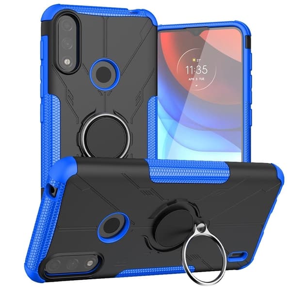 Kickstand-cover med magnetisk plade til Motorola Moto E7 Power - Blå Blue