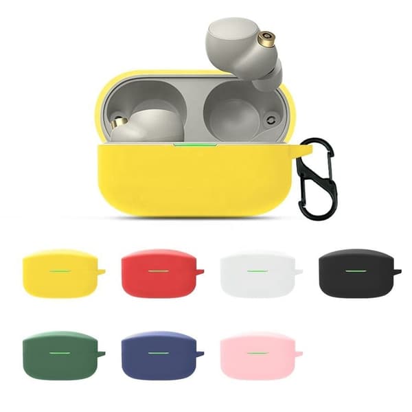 Sony WF-1000XM4 silikoneetui med karabinhage - Gul Yellow