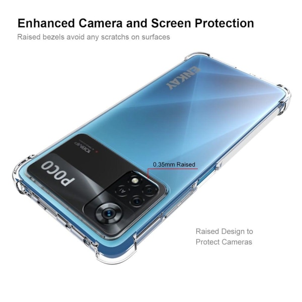 ENKAY genomskinligt droppsäkert fodral för Xiaomi Poco X4 Pro 5G Transparent