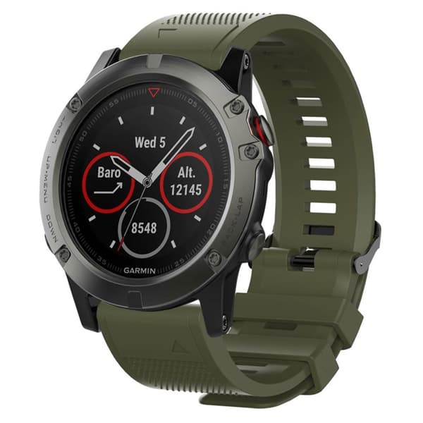 Garmin Fenix 5S klockarmband i silikon - Militärgrön Grön