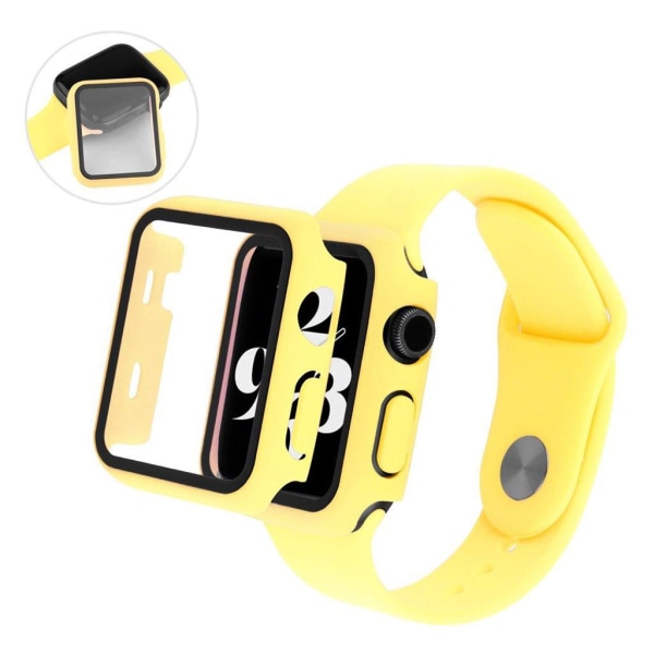 Apple Watch Series 3/2/1 42mm cover med hærdet glas + urrem - Gul Yellow