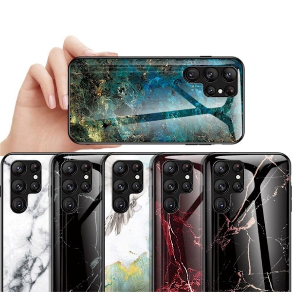 Fantasy Marmor Samsung Galaxy S23 Ultra skal - Blodröd Marmor Röd