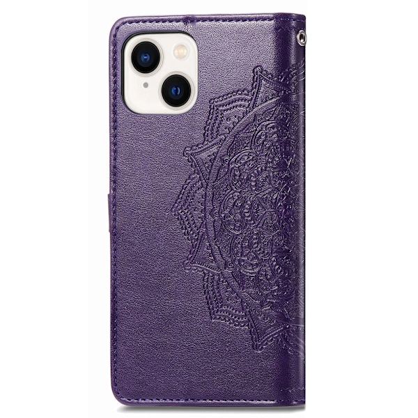 Mandala iPhone 15 Flippetui - Lilla Purple