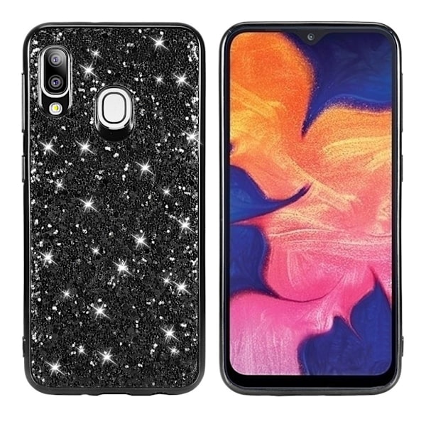 Glitter Samsung Galaxy A20e skal - Svart Svart