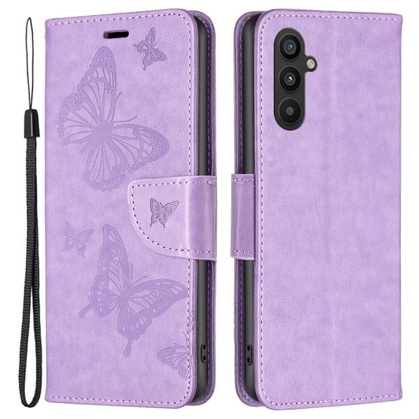 Sommerfugl Samsung Galaxy A34 5G Flip Etui - Lilla Purple