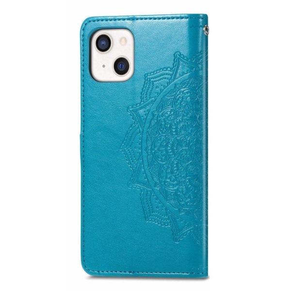 Mandala iPhone 13 Mini læderetui - Blå Blue