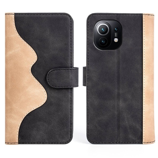To-farvet Xiaomi Mi 11 læderetui - Sort Black