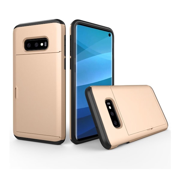 Samsung Galaxy S10e kortholder hybrid etui - Guld Gold