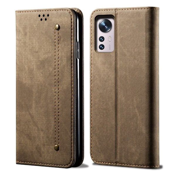 Jeans Xiaomi 12 Pro flip case - Khaki Brown