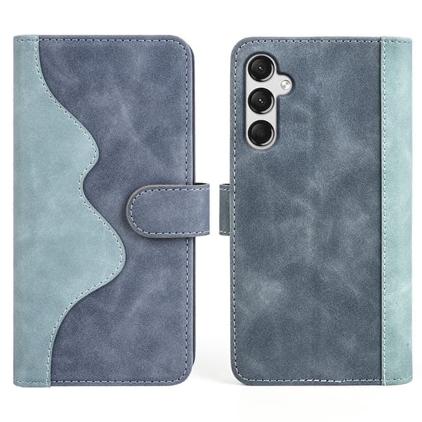 Tvåfärgat Samsung Galaxy A25 fodral i läder - Blå Blå