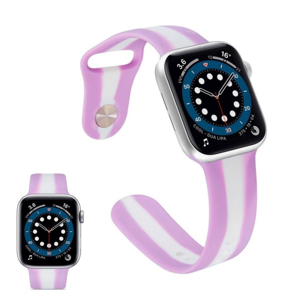 Apple Watch 40 mm färgrandigt klockarmband i silikon - Lila Lila