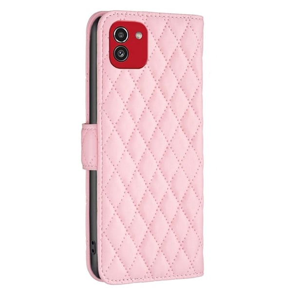 Rhombus mat Samsung Galaxy A03 flip etui - Lyserød Pink