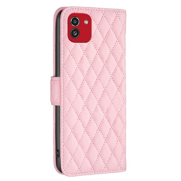 Rombemønster, matt flip-deksel for Samsung Galaxy A03 - Rosa Pink