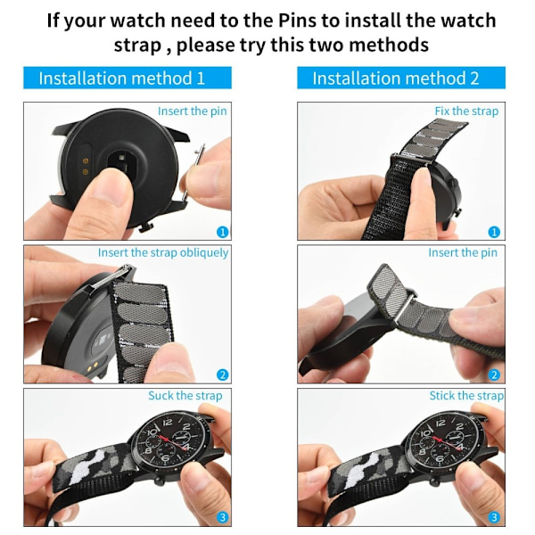 26 mm nylon-urrem til Garmin-ur - Sort / Grå Black