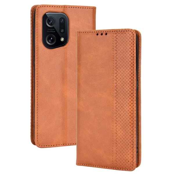 Bofink Vintage läder Oppo Find X5 fodral - Brun Brun