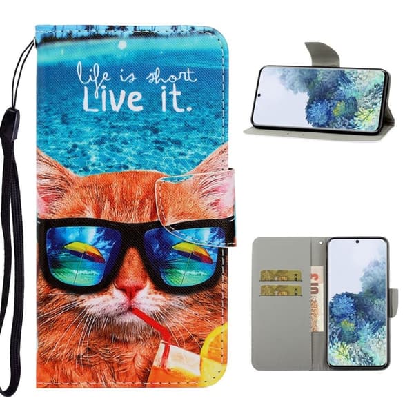 Wonderland Samsung Galaxy S21 Flip Case - Kissa ja lasit Multicolor
