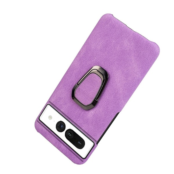 Iskunkestävä nahkasuojus soikealla jalustalla Google Pixel 7 Pro:lle - Violetti Purple
