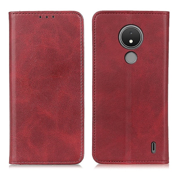Nokia C21 flip etui i ægte læder med pung – Rød Red