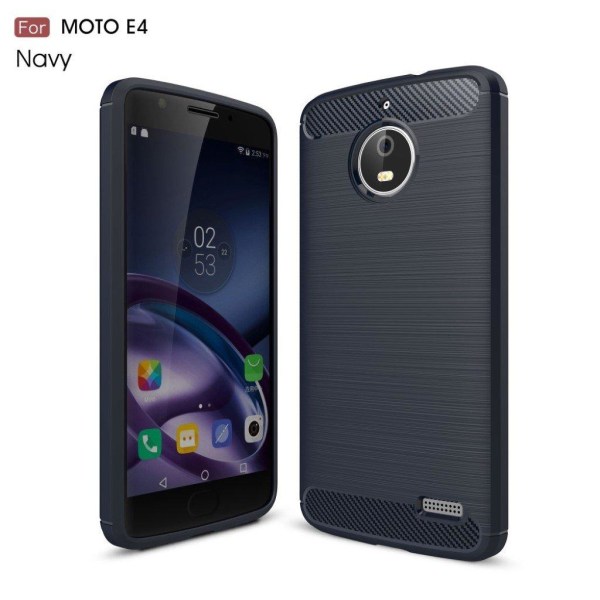 Motorola Moto E4 Karbon fiber designat skal - Blå Blå