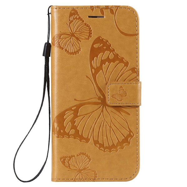 Huawei P Smart 2019 trykt sommerfugl læder flip etui - Gul Yellow