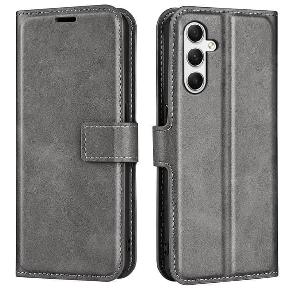 Samsung Galaxy A35 nahkainen lompakokkotelo - Harmaa Silver grey