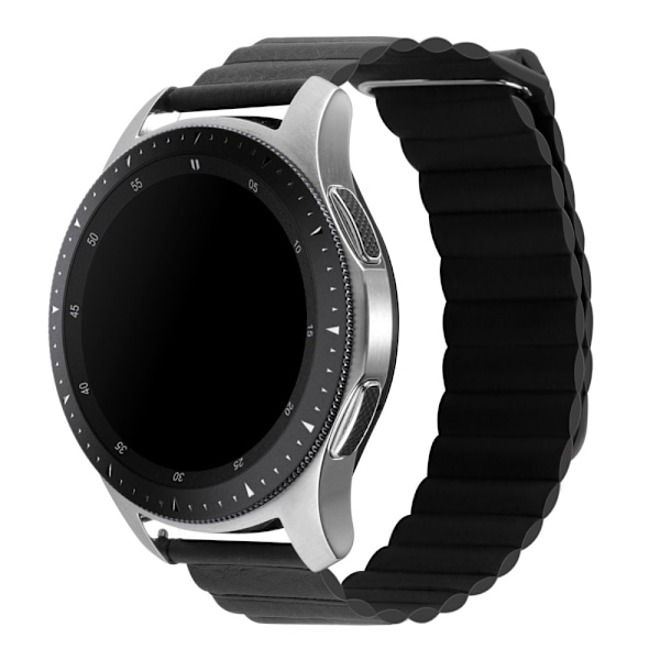 20 mm universellt klockarmband i äkta läder - Svart Svart