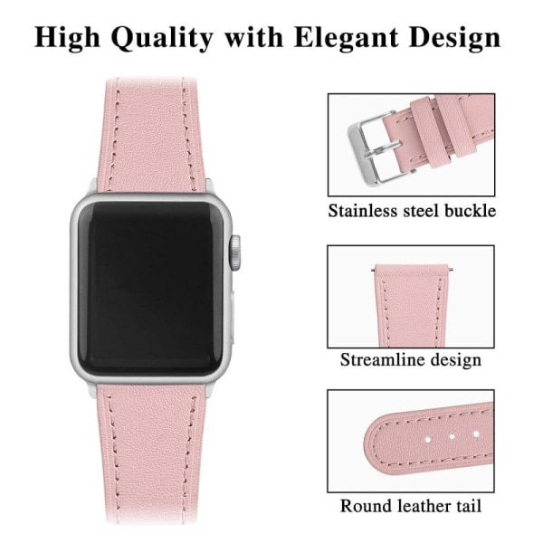 Apple Watch (41mm) Top Layer Koläder äkta Läder Klockarmband - R Rosa