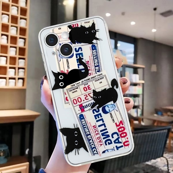 Deco iPhone 15 Plus skal - Svart Katt Svart